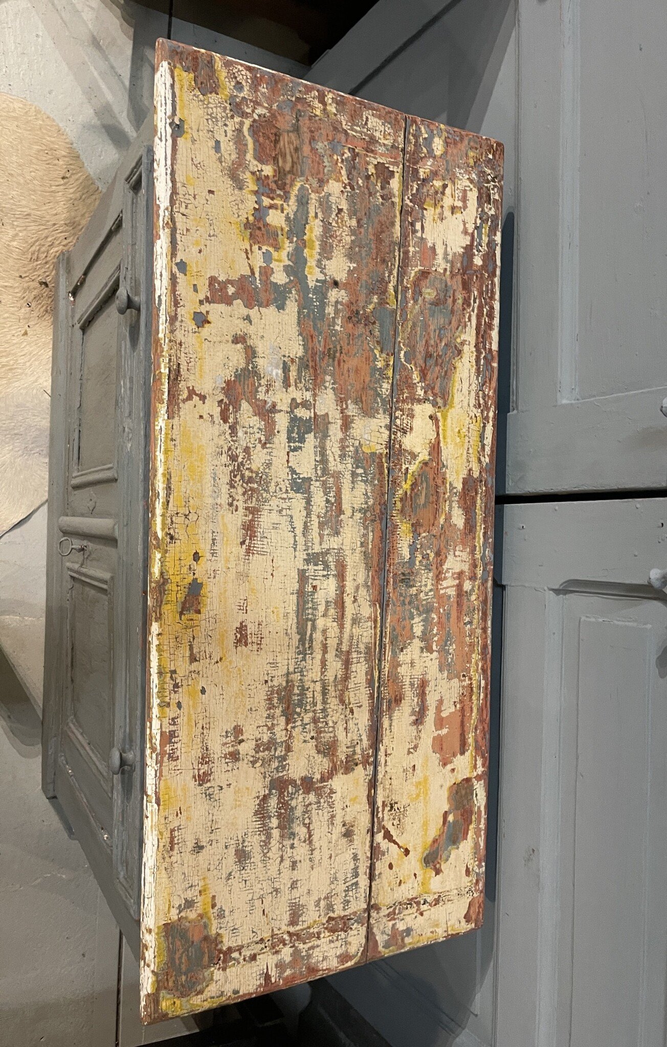 Antique French cabinet, with loads of old paint layers