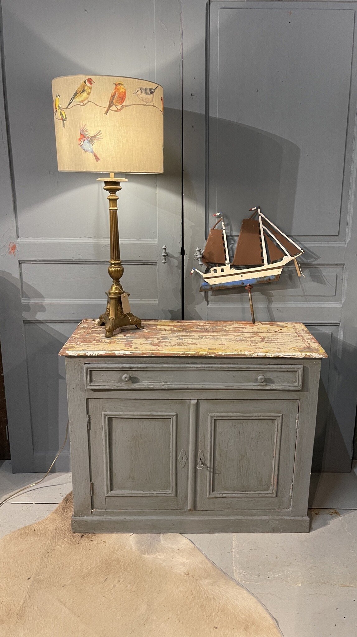 Antique French cabinet, with loads of old paint layers