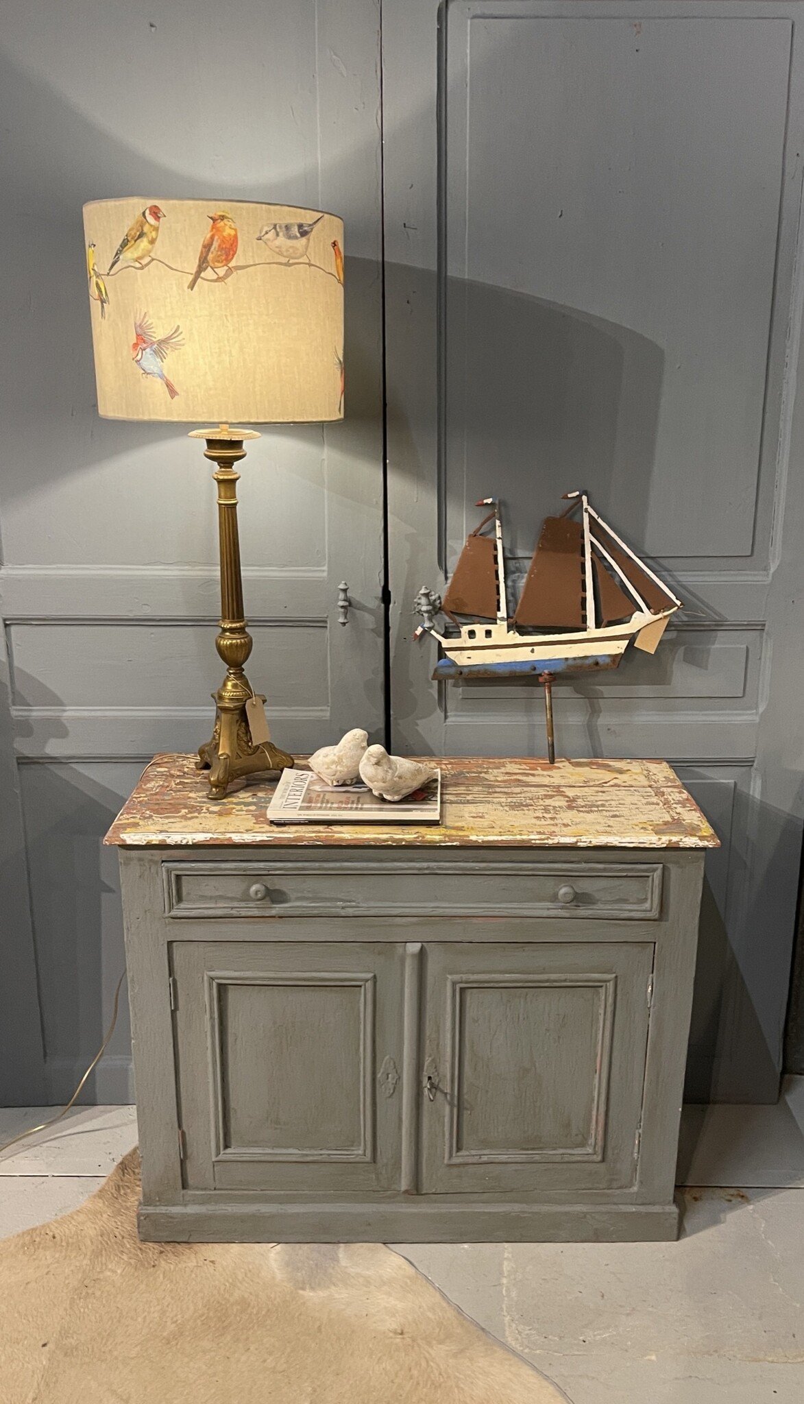 Antique French cabinet, with loads of old paint layers