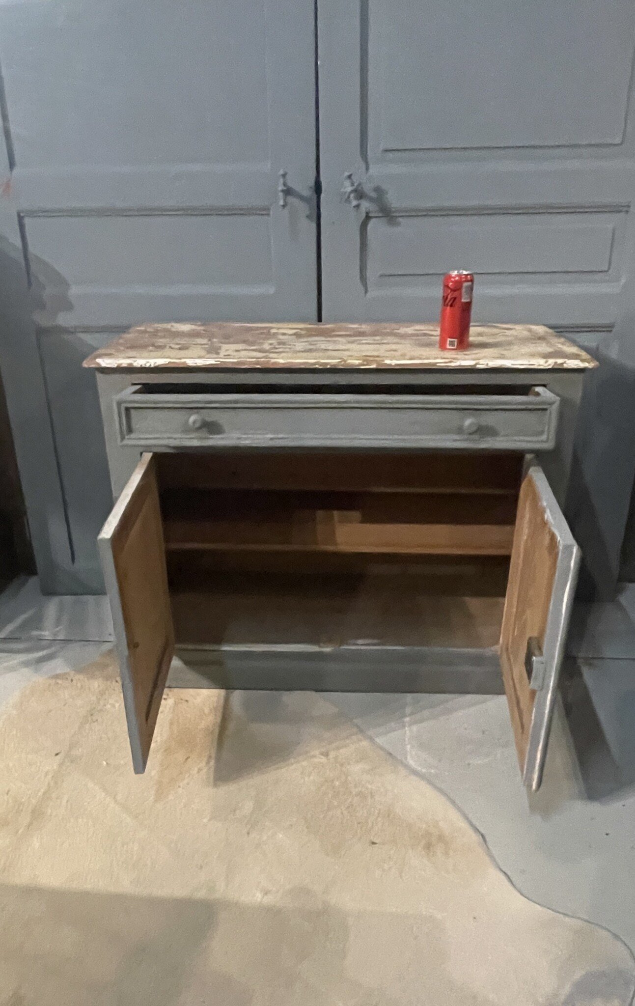 Antique French cabinet, with loads of old paint layers