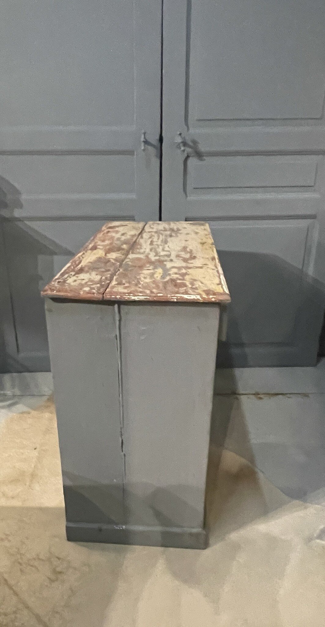 Antique French cabinet, with loads of old paint layers