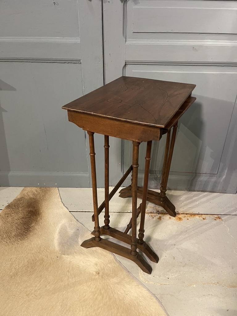 Antique set of nesting side tables