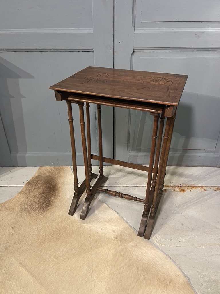 Antique set of nesting side tables