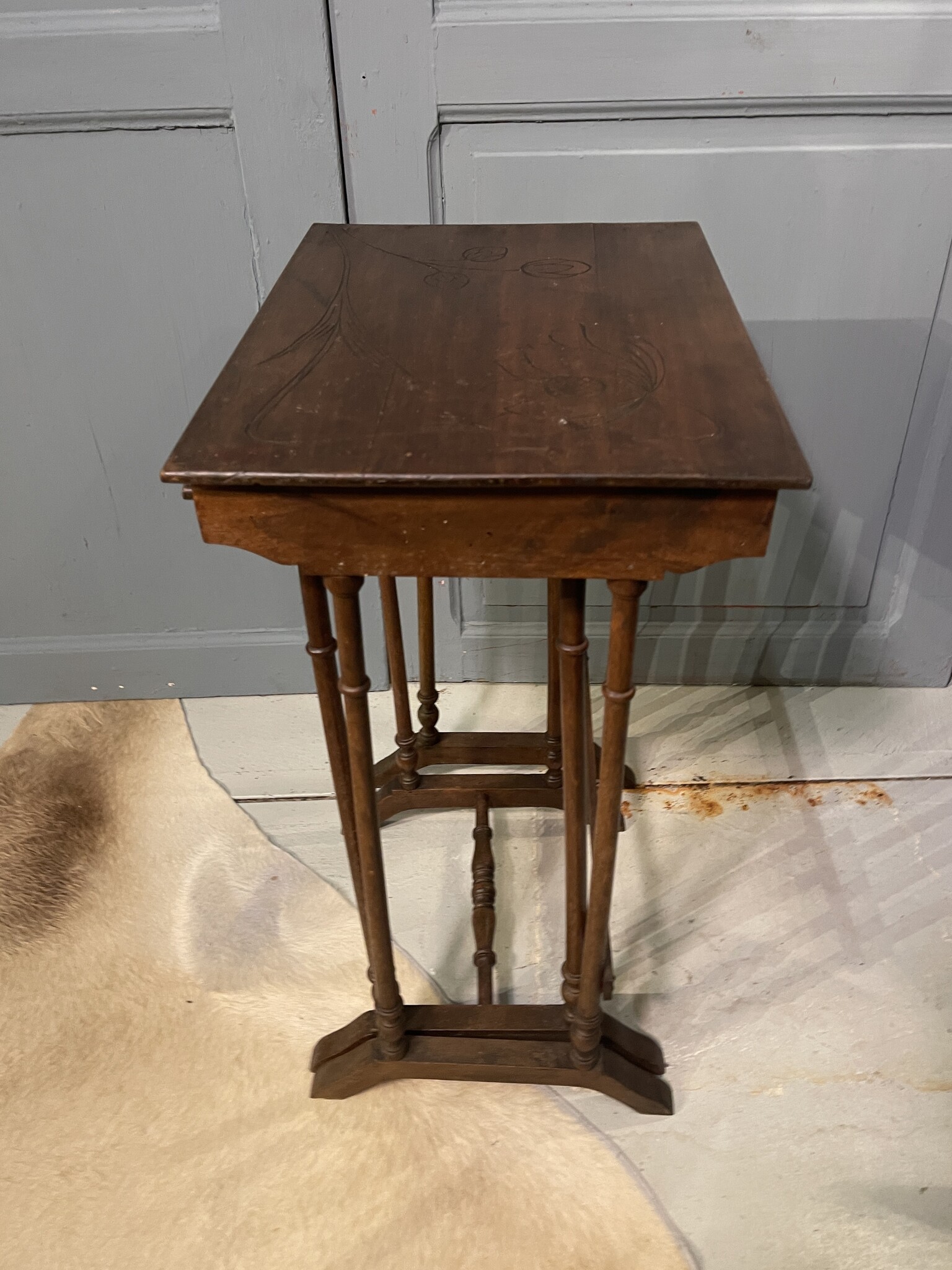 Antique set of nesting side tables