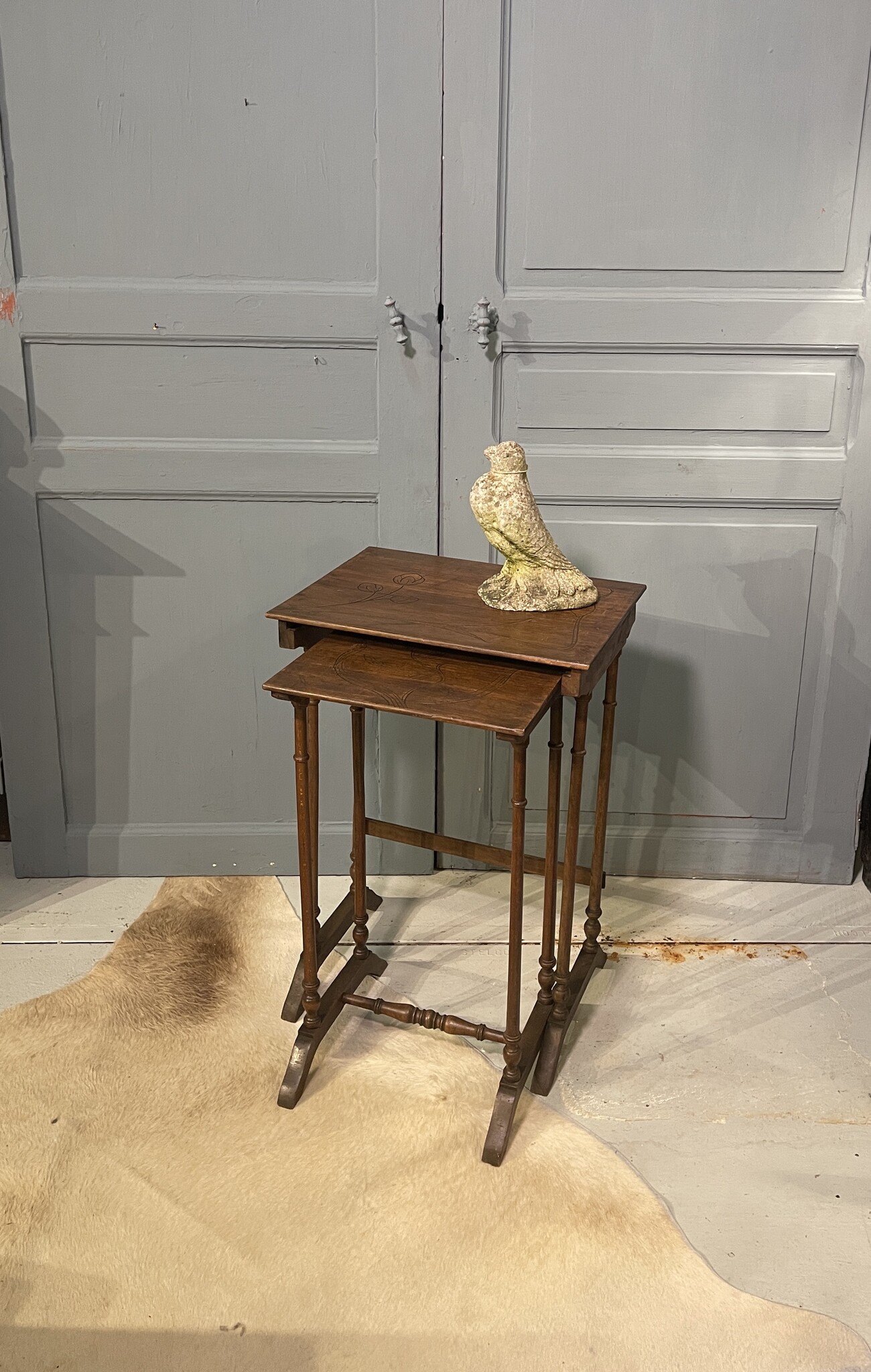 Antique set of nesting side tables