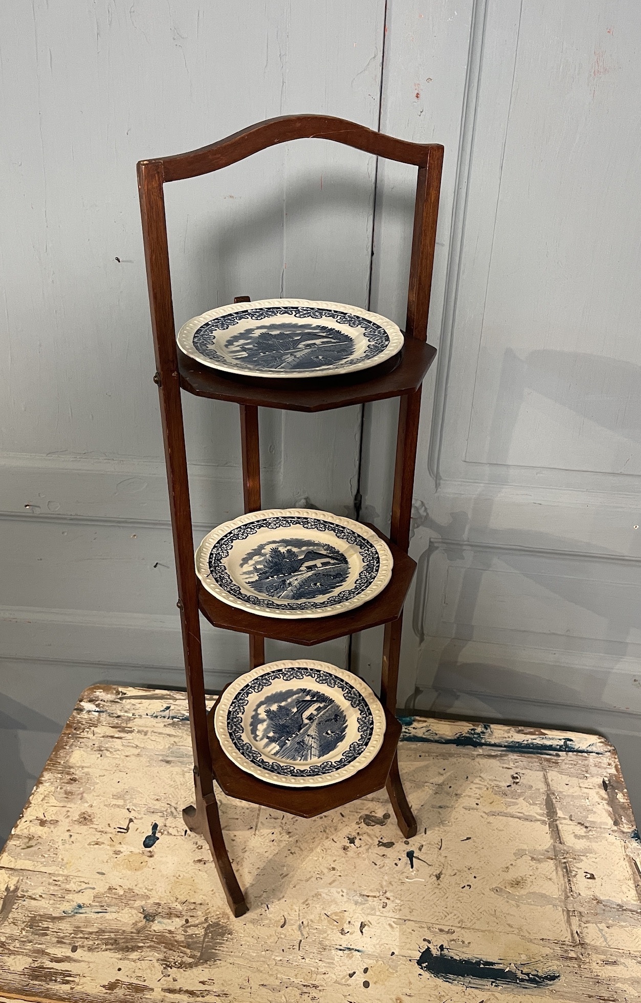 Antieke mahonie klap etagere