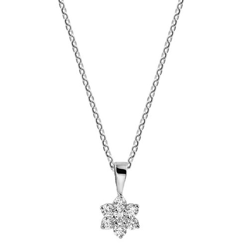 Witgouden Ketting Met Zirkonia Hanger Witgouden Ketting Met Zirkonia Hanger
