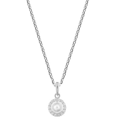vDam Witgouden Ketting Met Parel En Zirkonia vDam Witgouden Ketting Met Parel En Zirkonia