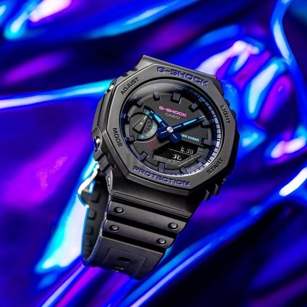 Casio G-Shock GA-2100VB-1AER Virtual Blue - Juwelier van Dam
