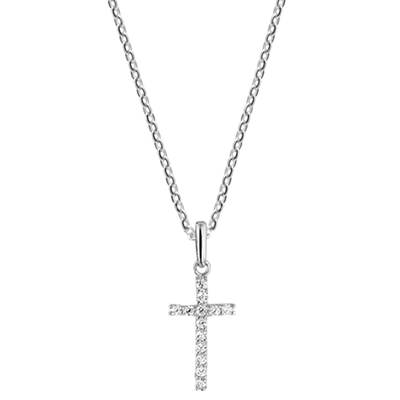 Witgouden Ketting kruis zirkonia 4104350 Witgouden Ketting kruis zirkonia 4104350