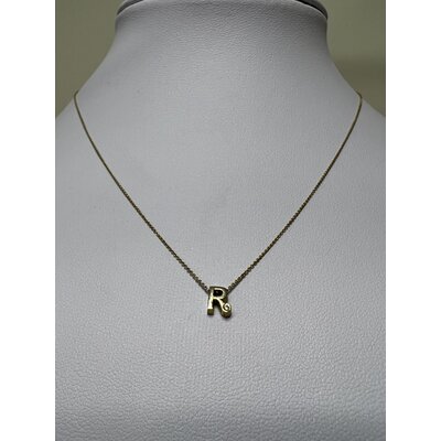 Gouden Ketting letter R met diamant Gouden Ketting letter R met diamant