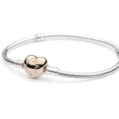 Pandora Pandora armband met 14krt rose hart 580719-17 Pandora Pandora armband met 14krt rose hart 580719-17