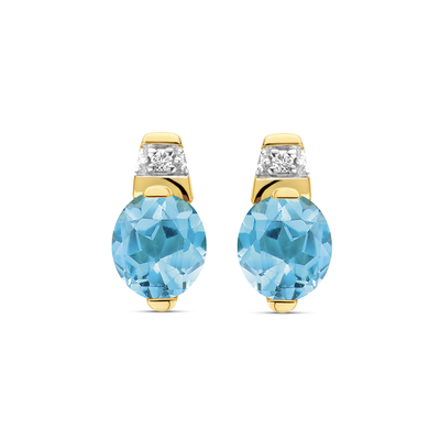 Joy & Julia Gouden oorsieraden met blauwe topaas Joy & Julia Gouden oorsieraden met blauwe topaas