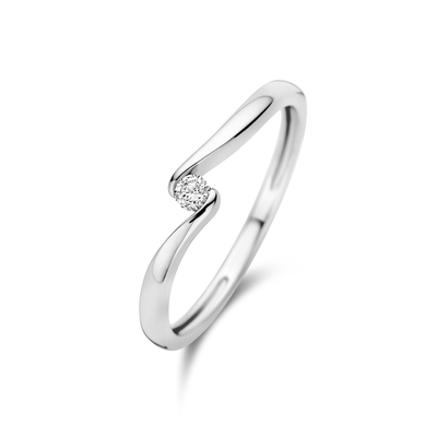 Joy & Julia Witgouden Ring met diamant Joy & Julia Witgouden Ring met diamant