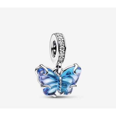 Pandora Pandora Blue Murano Glass Butterfly Dangle Charm 792698C01 Pandora Pandora Blue Murano Glass Butterfly Dangle Charm 792698C01