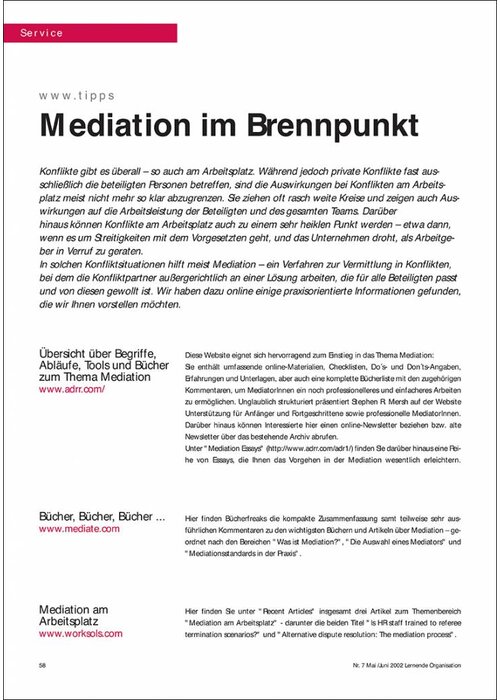 Mediation im Brennpunkt