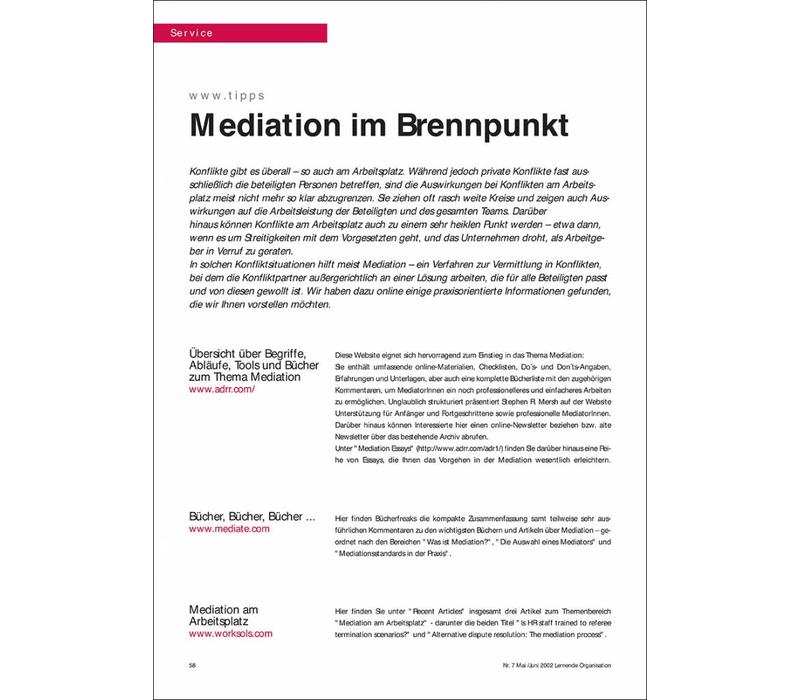 Mediation im Brennpunkt