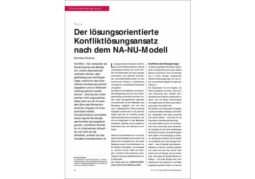 Der lösungsorientierte Konfliktlösungsansatz nach dem NA-NU-Modell