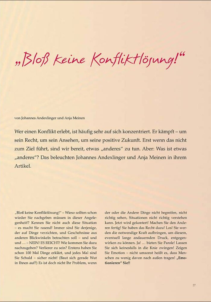 „Bloß keine Konfliktlösung!“