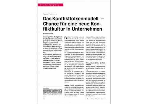 Das Konfliktlotsenmodell – Chance für eine neue Konfliktkultur in Unternehmen