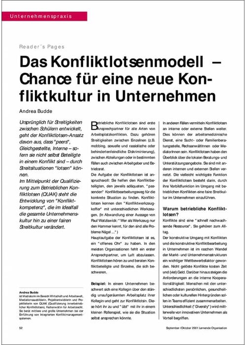 Das Konfliktlotsenmodell – Chance für eine neue Konfliktkultur in Unternehmen