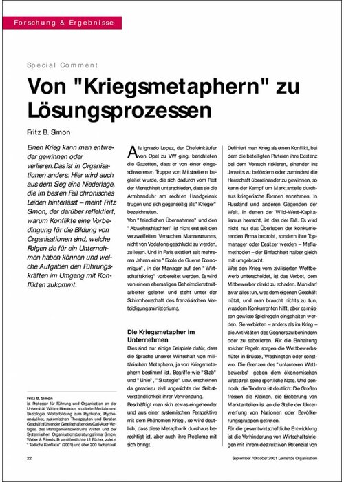 Von "Kriegsmetaphern" zu Lösungsprozessen