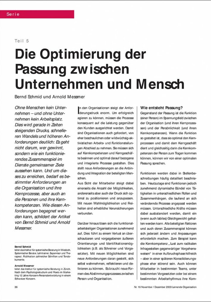 Die Optimierung der Passung zwischen Unternehmen und Mensch