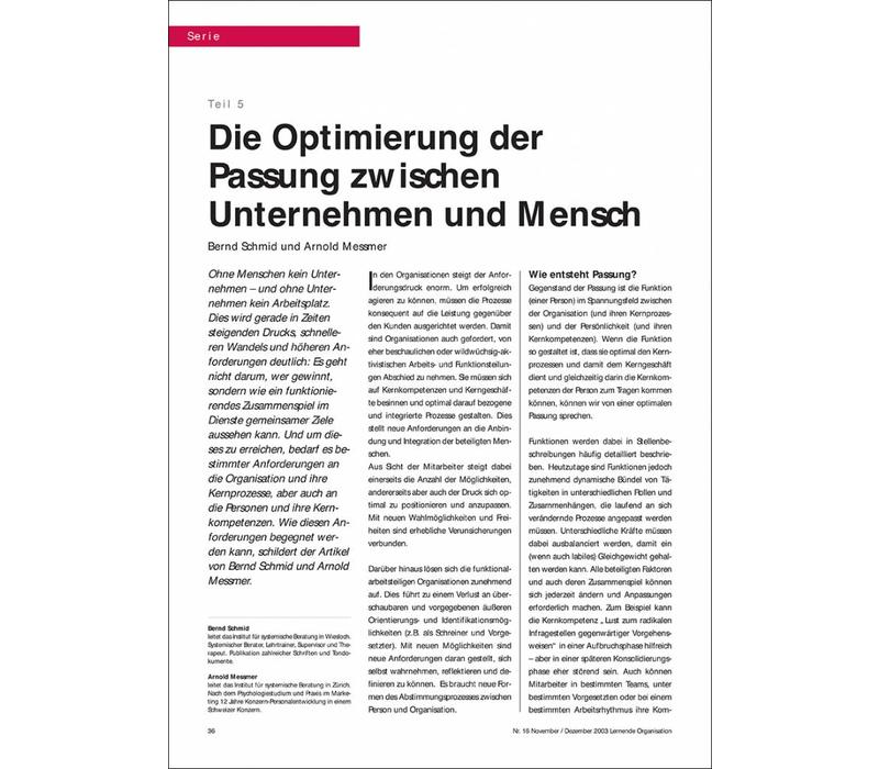 Die Optimierung der Passung zwischen Unternehmen und Mensch