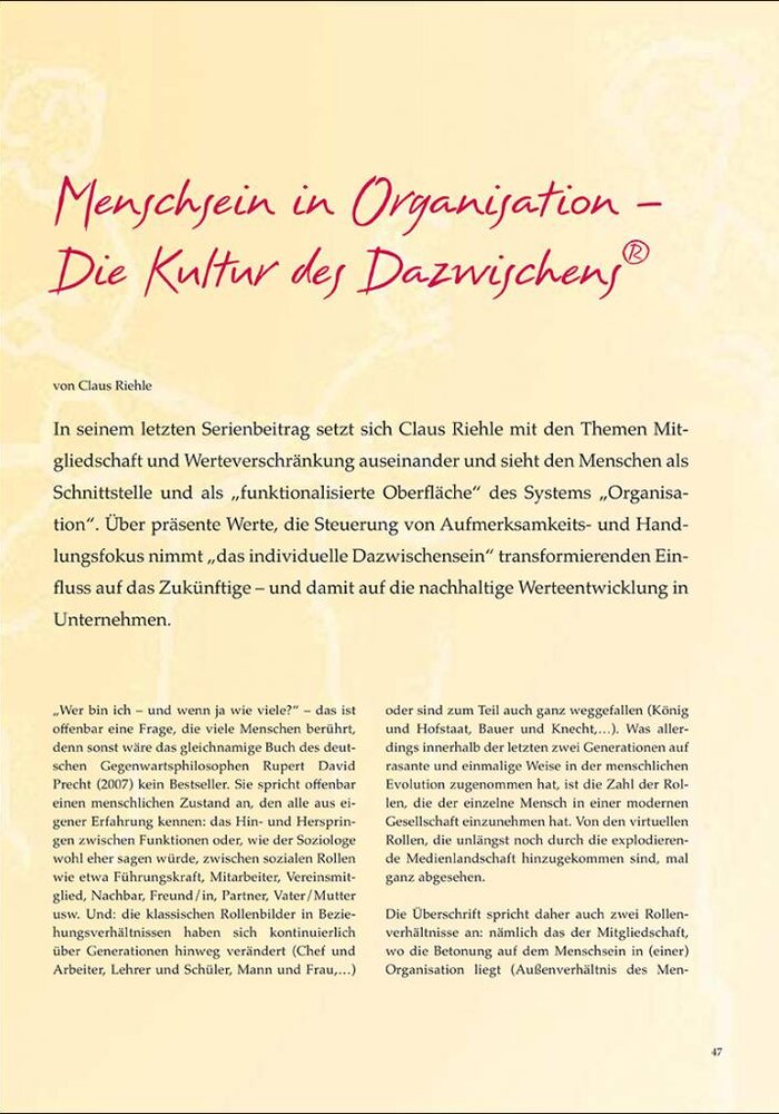 Menschsein in Organisation – Die Kultur des Dazwischens®