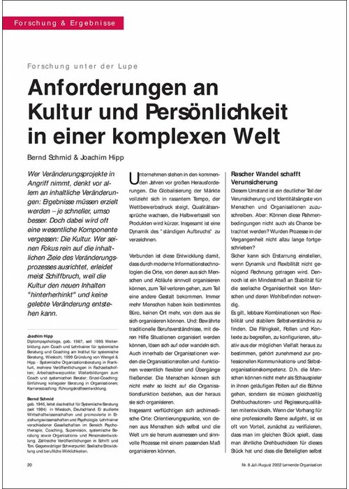 Anforderungen an Kultur und Persönlichkeit in einer komplexen Welt