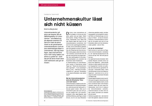 Unternehmenskultur lässt sich nicht küssen