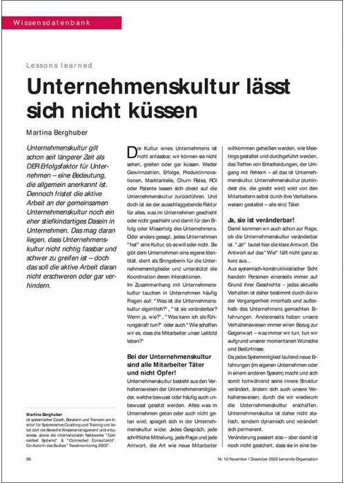 Unternehmenskultur lässt sich nicht küssen