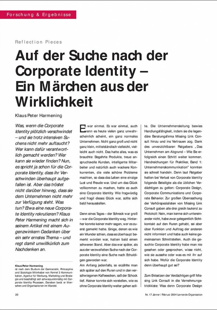 Auf der Suche nach der Corporate Identity – Ein Märchen aus der Wirklichkeit