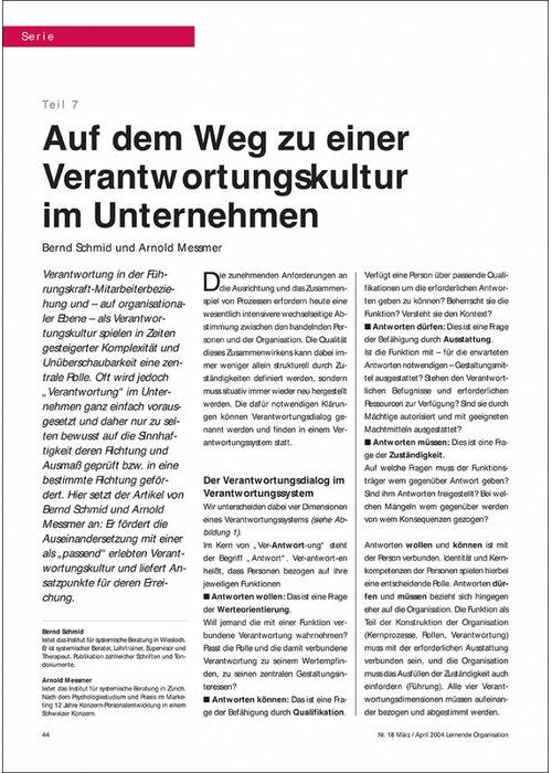 Auf dem Weg zu einer Verantwortungskultur im Unternehmen