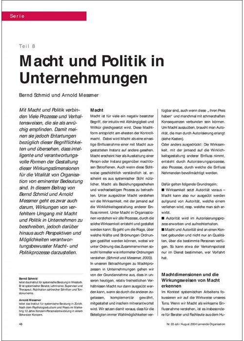 Macht und Politik in Unternehmungen