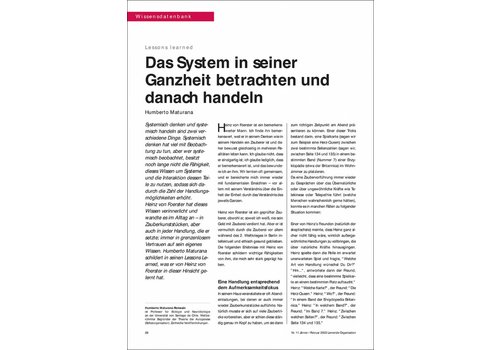 Das System in seiner Ganzheit betrachten und danach handeln