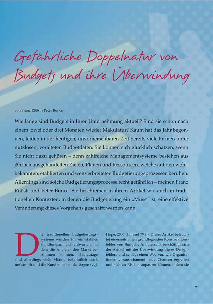 Gefährliche Doppelnatur von Budgets und ihre Überwindung