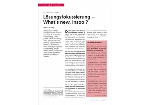 Lösungsfokussierung – What`s new, Insoo ?