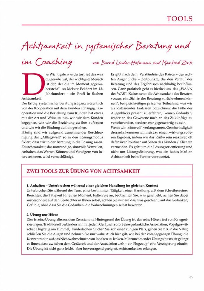 Achtsamkeit in systemischer Beratung und im Coaching