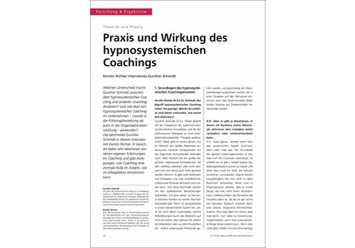 Praxis und Wirkung des hypnosystemischen Coachings