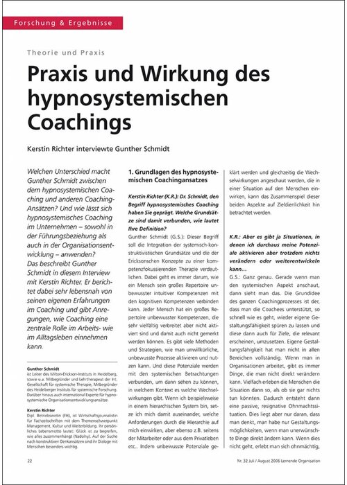 Praxis und Wirkung des hypnosystemischen Coachings