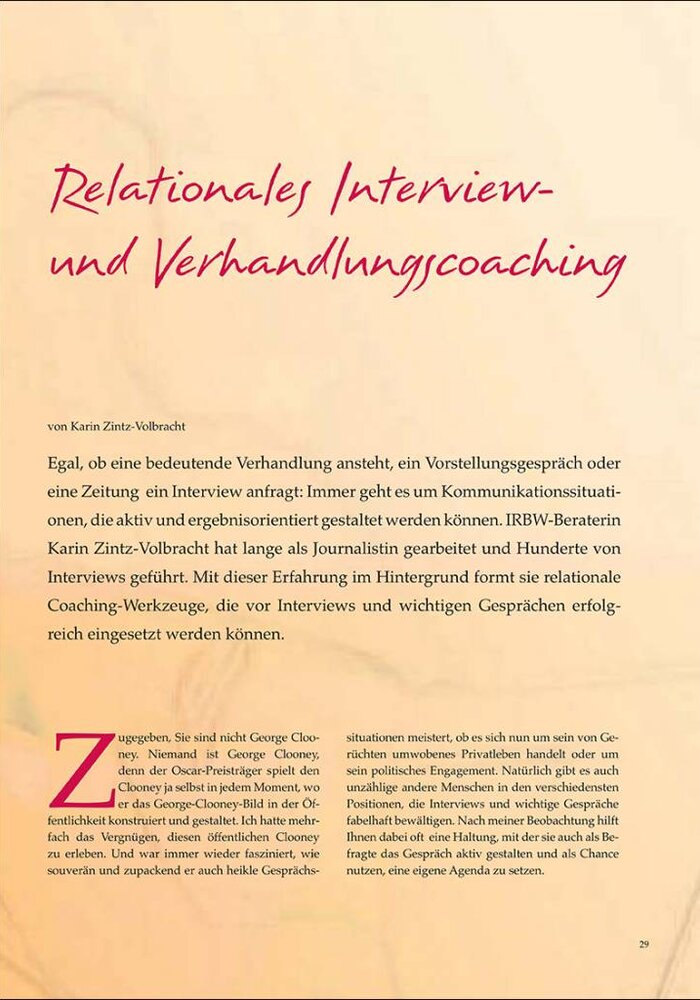Relationales Interview und Verhandlungscoaching