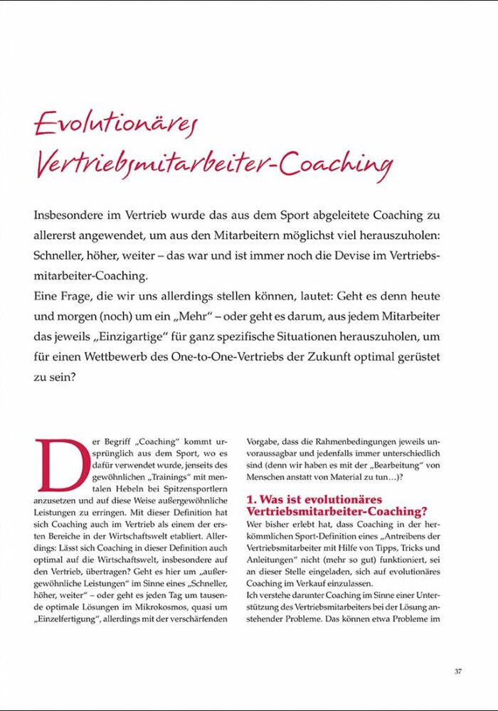 Evolutionäres Vertriebsmitarbeiter-Coaching