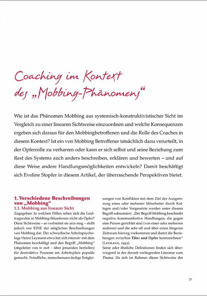 Coaching im Kontext des „Mobbing-Phänomens“