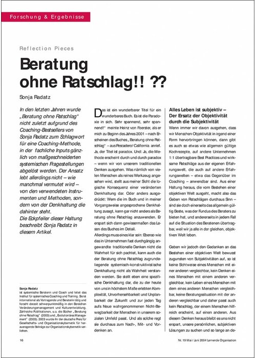 Beratung ohne Ratschlag!! ??