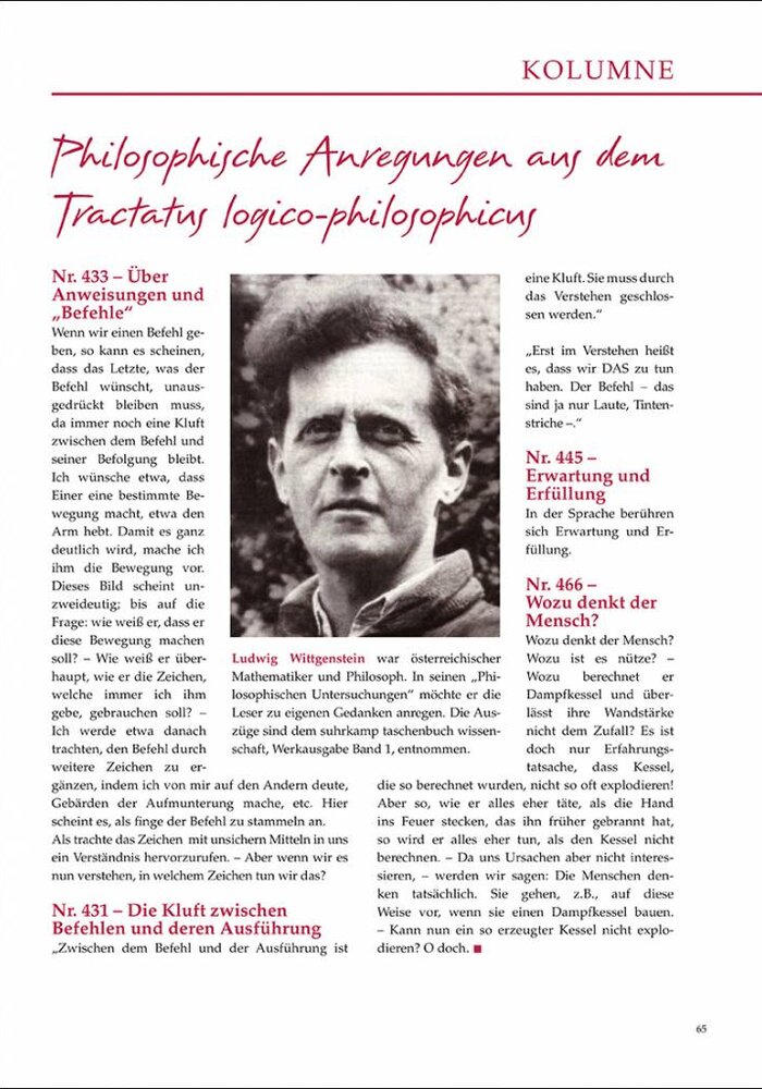 Philosophische Anregungen aus dem Tractatus logico-philosophicus