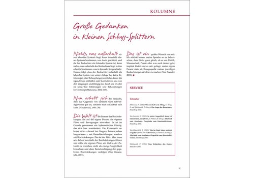 Große Gedanken in kleinen Schluss-Splittern Große Gedanken in kleinen Schluss-Splittern