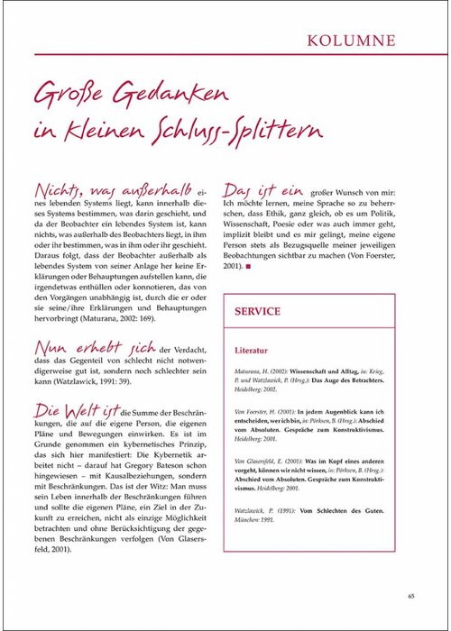 Große Gedanken in kleinen Schluss-Splittern