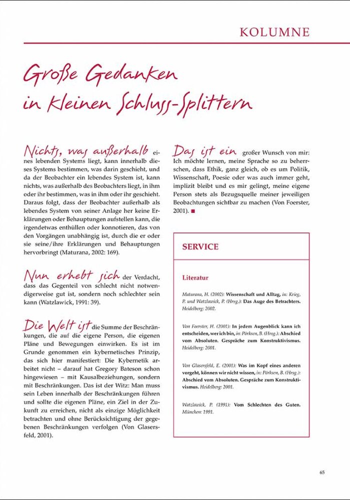 Große Gedanken in kleinen Schluss-Splittern