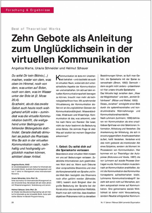 Zehn Gebote als Anleitung zum Unglücklichsein in der virtuellen Kommunikation